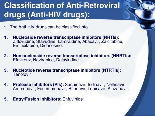 Classification of antiretroviral agents