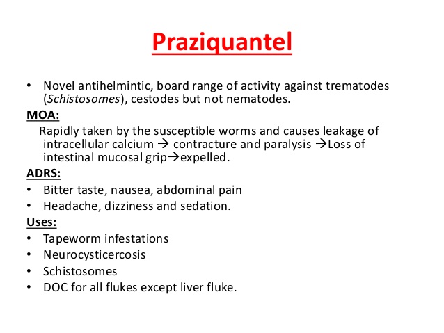 Uses of praziquantel